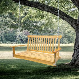 Front Porch Swing with Armrests, Wood Bench Swing with Hanging Chains,for Outdoor Patio ,Garden Yard, porch, backyard, or sunroom,Easy to Assemble