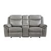 Gray 1pc Double Glider Recliner Loveseat w/ Storage Console Cup Holder