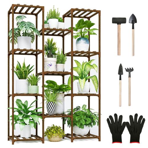 Multi-tier Wooden Plant Stand 11 Potted Flower Display Shelf Rack Vase Holder for Patio Balcony Garden Multi-tier Wooden Plant Stand 11 Potted Flower Display Shelf Rack Vase Holder for Patio Balcony Garden