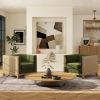 Georgia 34" Cane Rattan Tuxedo Armchair, Olive Green Performance Velvet