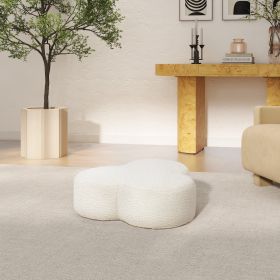 Clover 26.5" Floor Cushion Footrest Ottoman, Ivory White Boucle