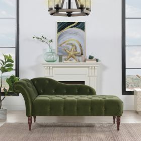 Samuel Tufted Roll Arm Chaise Lounge, Olive Green Performance Velvet