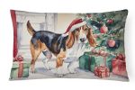 Waiting on Christmas Throw Pillow Throw Pillow for Indoor Couch Bed Outdoor Patio Washable, Basset Hound 1238,12Hx16W