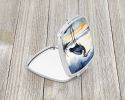 Blue Heron Barely Lit Sky Compact Mirror Decorative Travel Makeup Mirror for Women Girls Gifts Pocket Makeup Mirror Folding Handheld