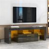 FashionTVstandTVcabinet,EntertainmentCenter,TVstationTV console,media console,with LEDlight belt,light belt remote control,toughenedglassshelf