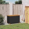 Patio Storage Box Black 31.5"x15.7"x18.9" Poly Rattan Acacia Wood
