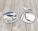 Blue Heron Barely Lit Sky Compact Mirror Decorative Travel Makeup Mirror for Women Girls Gifts Pocket Makeup Mirror Folding Handheld