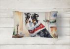 Waiting on Christmas Throw Pillow Throw Pillow for Indoor Couch Bed Outdoor Patio Washable, Australian Shepherd 1229,12Hx16W