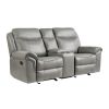 Gray 1pc Double Glider Recliner Loveseat w/ Storage Console Cup Holder