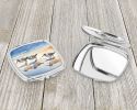 Sandpipers Compact Mirror Decorative Travel Makeup Mirror for Women Girls Gifts Pocket Makeup Mirror Folding Handheld