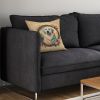 Great Pyrenees and Flowers Throw Pillow Machine Washable, Indoor Outdoor Decorative Pillow for Couch, Bed or Patio, 14Hx14W