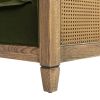 Georgia 34" Cane Rattan Tuxedo Armchair, Olive Green Performance Velvet