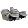 Gray 1pc Double Glider Recliner Loveseat w/ Storage Console Cup Holder