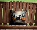 Dachshund Spooky Halloween Throw Pillow Machine Washable, Indoor Outdoor Decorative Pillow for Couch, Bed or Patio, 14Hx14W