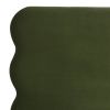 Stockholm Modern Wavy Headboard Platform Bed, King, Olive Green Performance Velvet