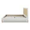 Haley Upholstered Cane-Back Platform Bed, Queen, Antique White Polyester