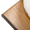 Bali 37" Round Upholstered Cocktail Ottoman with Natural Wood Base, Ivory White Boucle