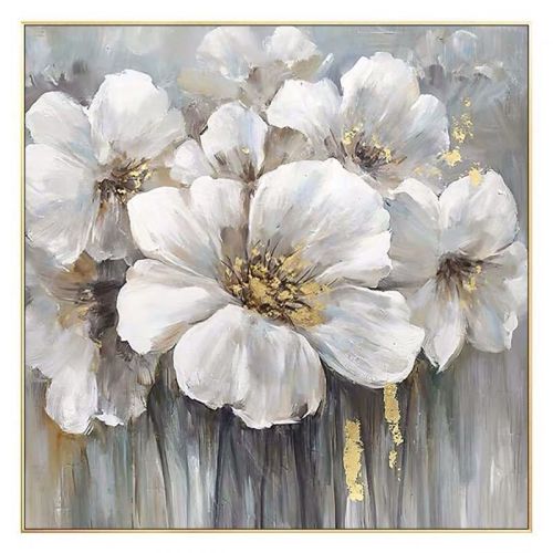 Abstract Golden White Flowers Hand Painted Oil Painting On Canvas Wall Art Wall Pictures Painting For Living Room Home Decor Abstract Golden White Flowers Hand Painted Oil Painting On Canvas Wall Art Wall Pictures Painting For Living Room Home Decor
