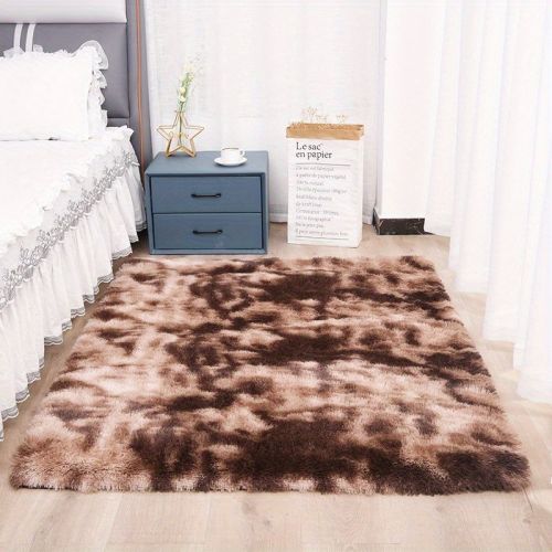 1pc, Tie-Dyed Plush Shag Furry Area Rug for Bedroom, Living Room, Nursery, and Kids Room - Ultra Soft and Fluffy, Washable, Non-Shedding