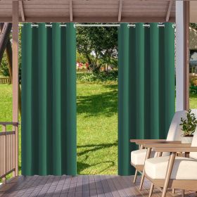 2pack Indoor Outdoor Curtains Waterproof Thermal Insulated Curtains Sliding Tab Top Outside Blackout Patio Curtains for Porch (Color: Green, size: W52xH108in-132x275cm)