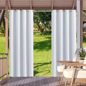 2pack Indoor Outdoor Curtains Waterproof Thermal Insulated Curtains Sliding Tab Top Outside Blackout Patio Curtains for Porch (Color: Silver white, size: W52xH94in-132x238cm)