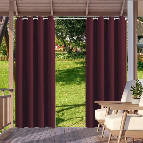 2pack Indoor Outdoor Curtains Waterproof Thermal Insulated Curtains Sliding Tab Top Outside Blackout Patio Curtains for Porch