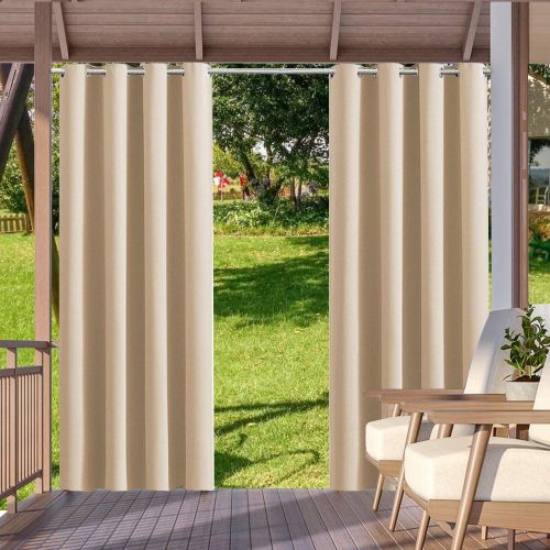 2pack Indoor Outdoor Curtains Waterproof Thermal Insulated Curtains Sliding Tab Top Outside Blackout Patio Curtains for Porch