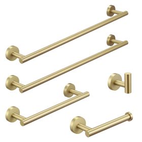 5 Pieces Bathroom Hardware Accessories Set Towel Bar Set,Wall Mounted,Premium Stainless (Color: Brushed gold)